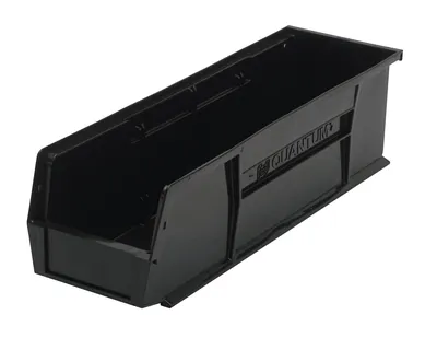 Quantum QUS238BKCS Stack & Hang Bin, 5-1/2"W x 18"D x 5"H, 45 lb capacity, Black, Case of 12