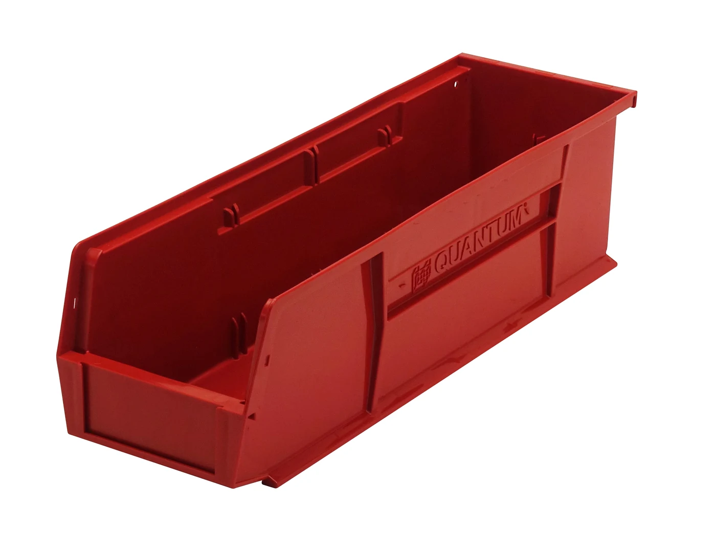 Quantum QUS238RDCS Stack & Hang Bin, 5-1/2"W x 18"D x 5"H, 45 lb capacity, Red, Case of 12