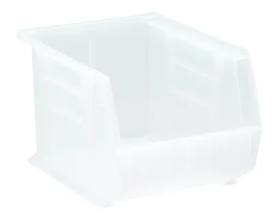 Quantum QUS239CLCS Stack & Hang Bin, 8-1/4"W x 10-3/4"D x 7"H, 55 lb capacity, Clear, Case of 6