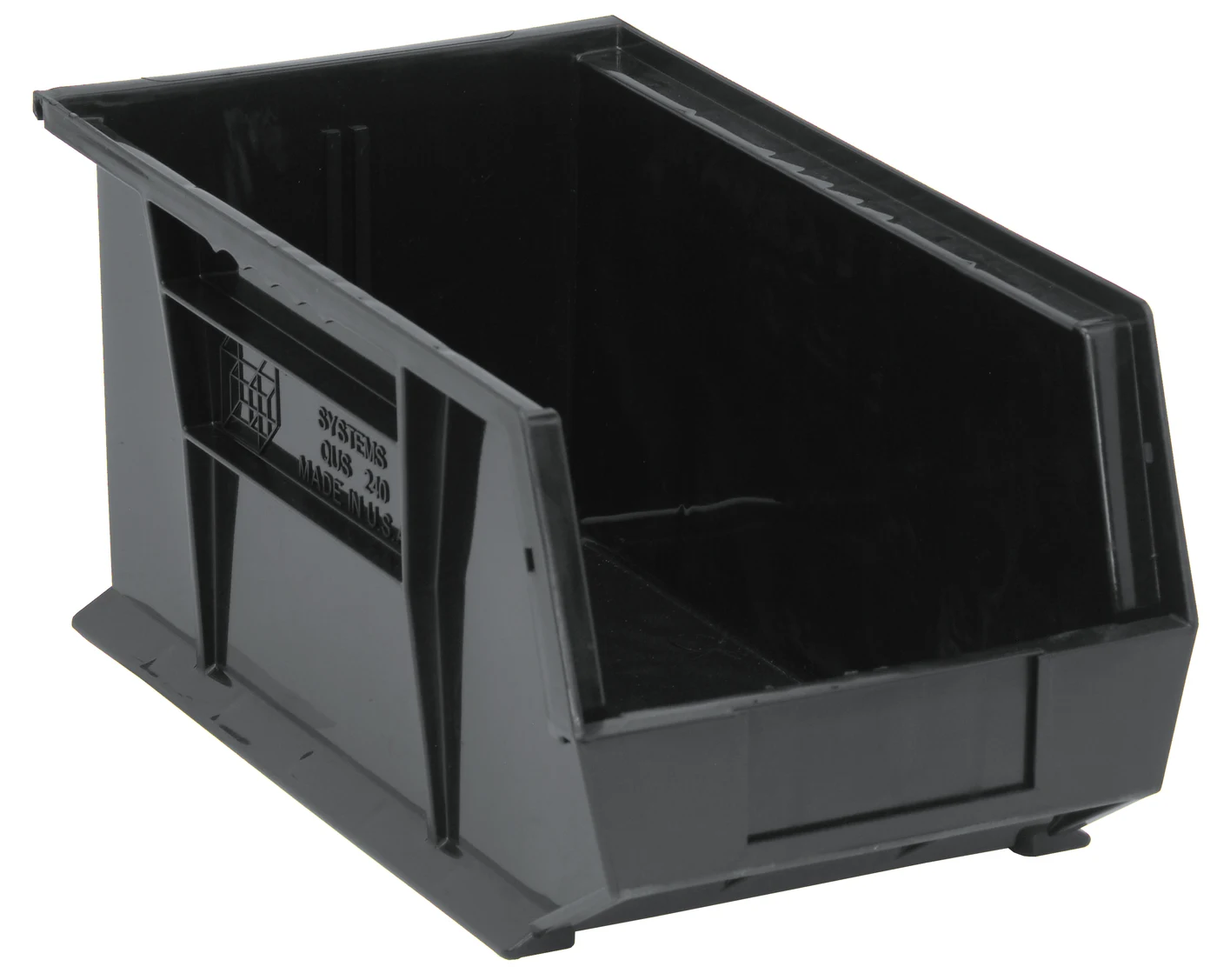 Quantum QUS240BRCS Stack & Hang Bin, 8-1/4"W x 14-3/4"D x 7"H, 65 lb capacity, Black, Case of 12