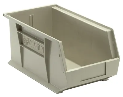 Quantum QUS240SNCS Stack & Hang Bin, 8-1/4"W x 14-3/4"D x 7"H, 65 lb capacity, Stone, Case of 12