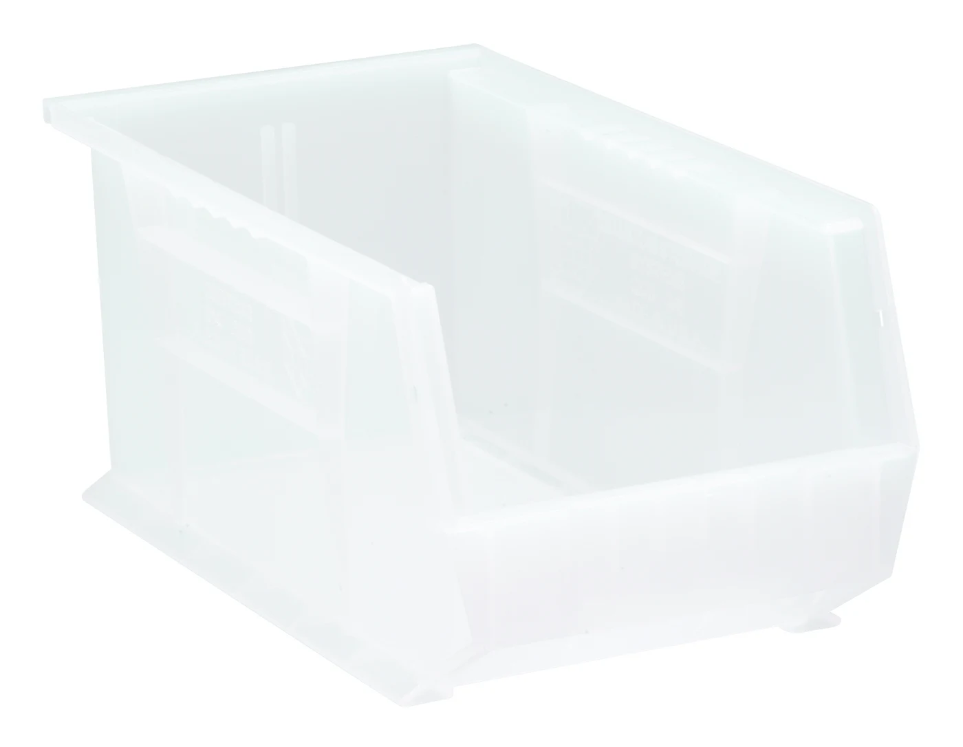 Quantum QUS240CLNB Stack & Hang Bin, 8-1/4"W x 14-3/4"D x 7"H, 65 lb capacity, Clear
