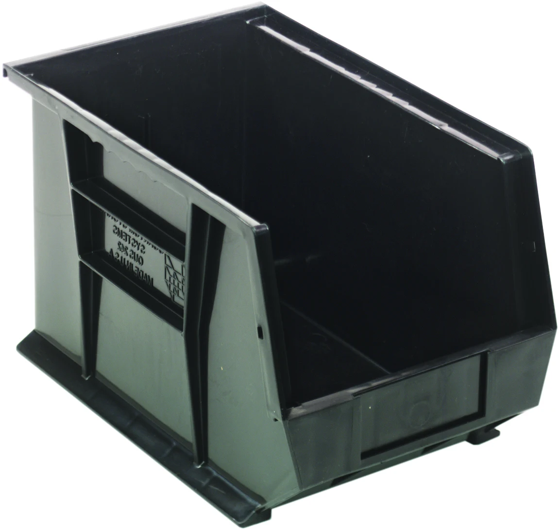 Quantum QUS242BKCS Stack & Hang Bin, 8-1/4"W x 13-5/8"D x 8"H, 65 lb capacity, Black, Case of 12