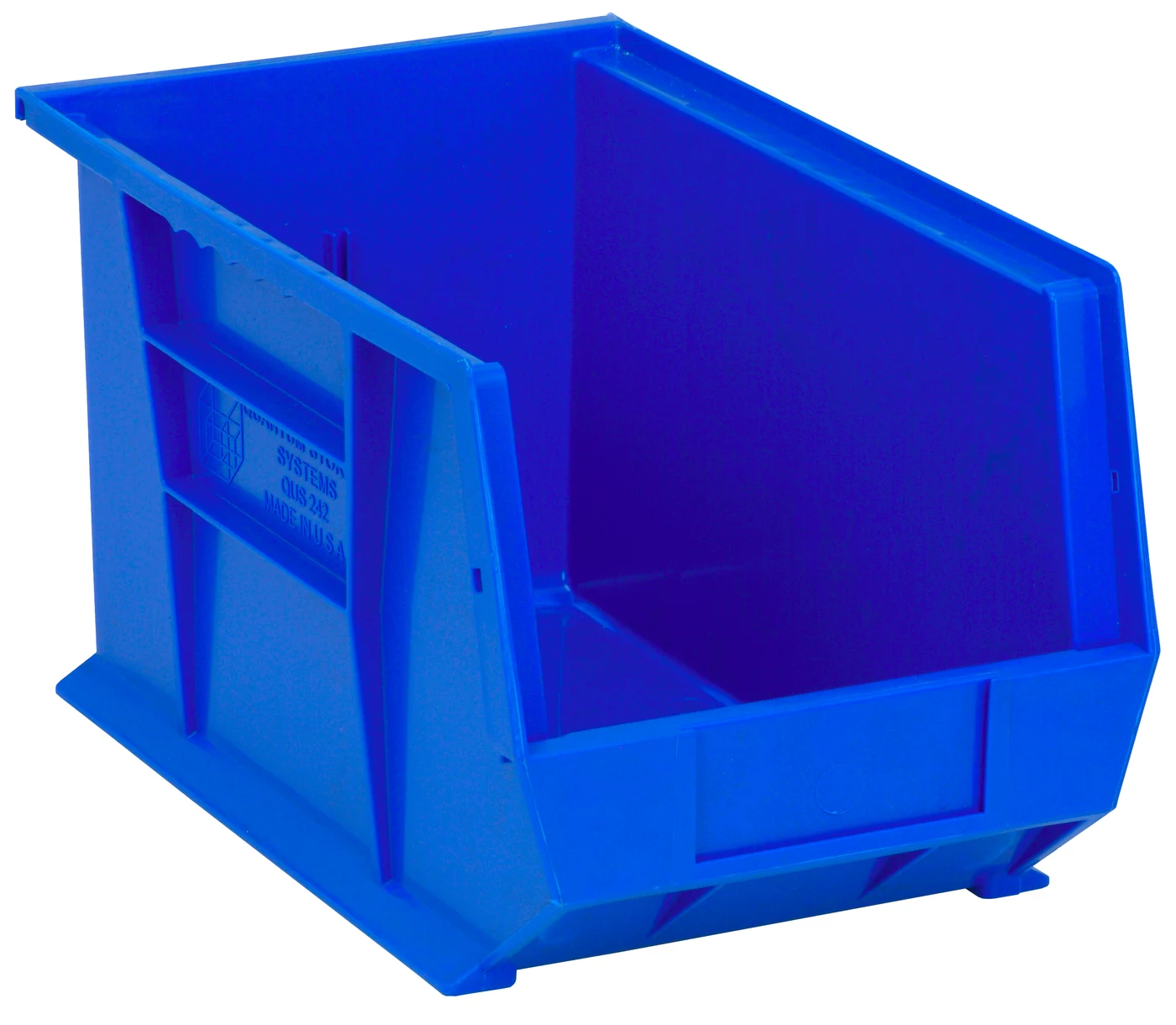Quantum QUS242BLCS Stack & Hang Bin, 8-1/4"W x 13-5/8"D x 8"H, 65 lb capacity, Blue, Case of 12