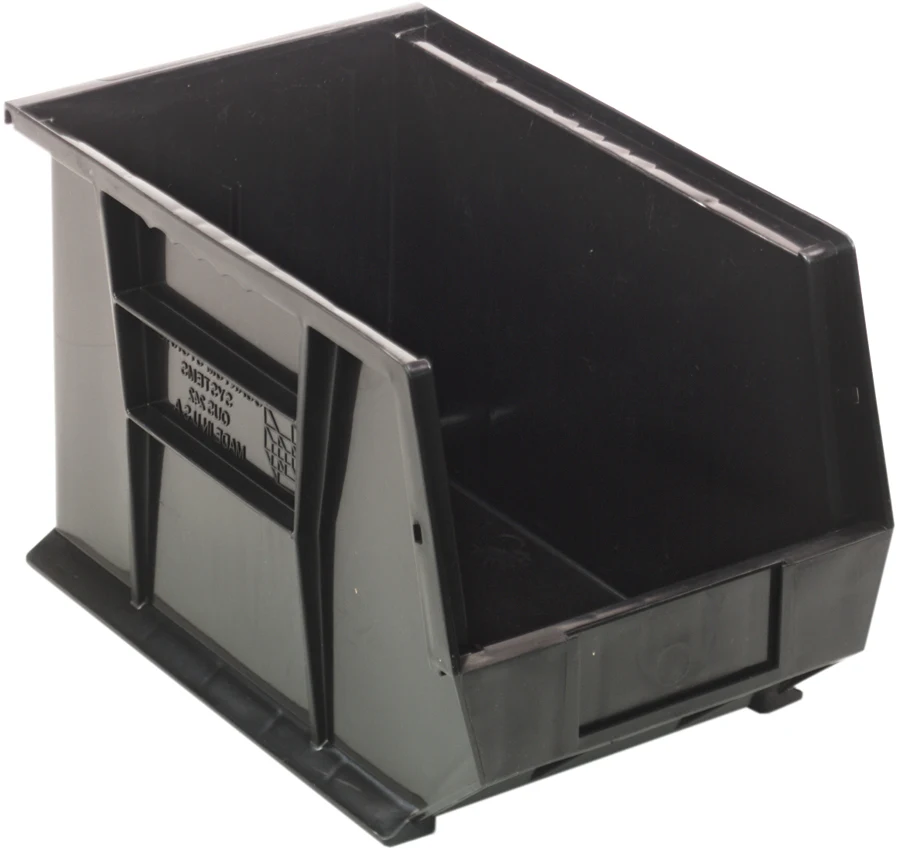Quantum QUS242BRCS Stack & Hang Bin, 8-1/4"W x 13-5/8"D x 8"H, 65 lb capacity, Black, Case of 12