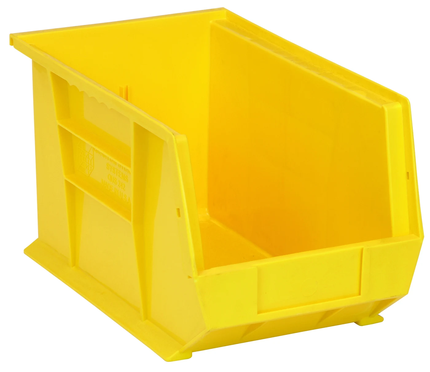 Quantum QUS242YLCS Stack & Hang Bin, 8-1/4"W x 13-5/8"D x 8"H, 65 lb capacity, Yellow, Case of 12