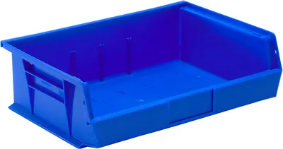 Quantum QUS245BLCS Stack & Hang Bin, 16-1/2"W x 10-7/8"D x 5"H, 65 lb capacity, Blue, Case of 6