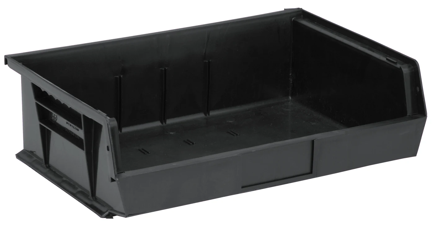 Quantum QUS245BRCS Stack & Hang Bin, 16-1/2"W x 10-7/8"D x 5"H, 65 lb capacity, Black, Case of 6