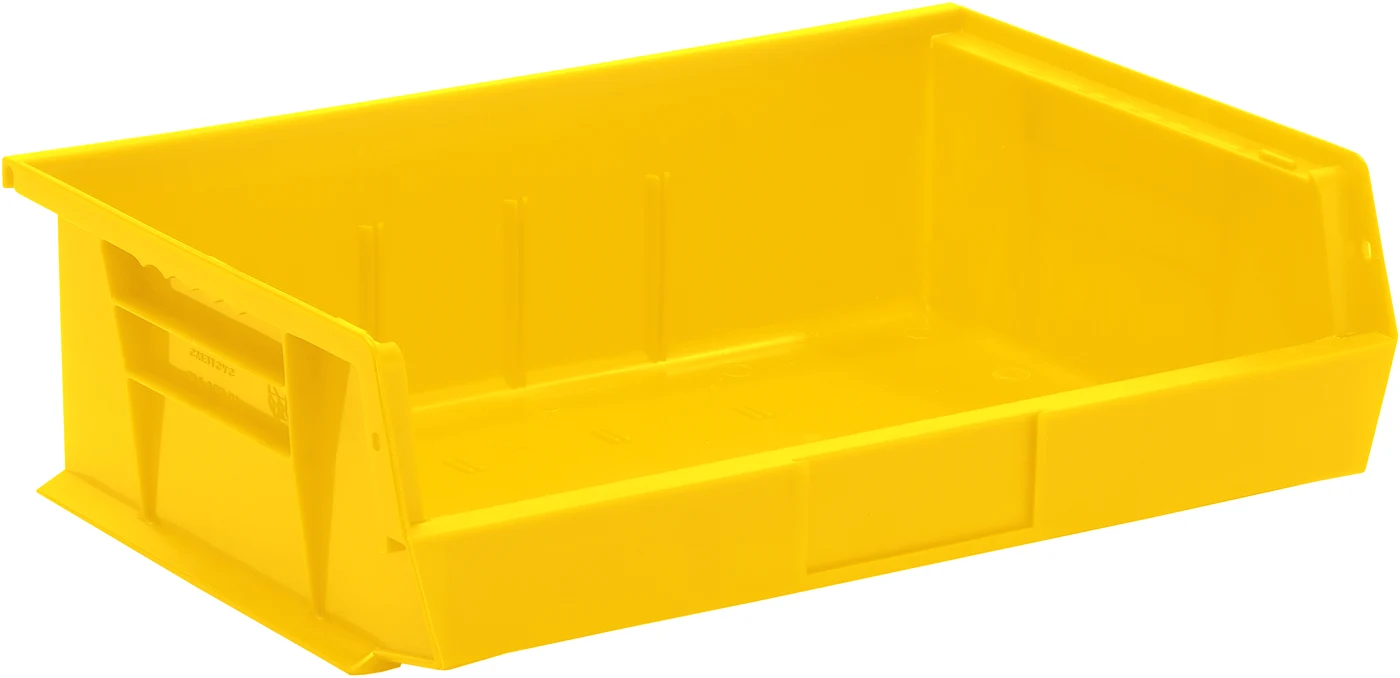 Quantum QUS245YLCS Stack & Hang Bin, 16-1/2"W x 10-7/8"D x 5"H, 65 lb capacity, Yellow, Case of 6