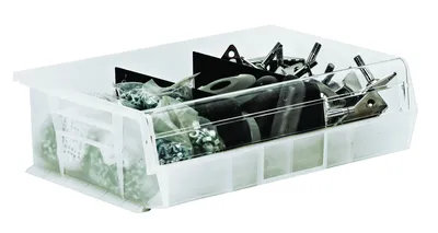 Quantum DUS255 Bin Divider for Bin QUS255, Black, Pack of 6 — in use