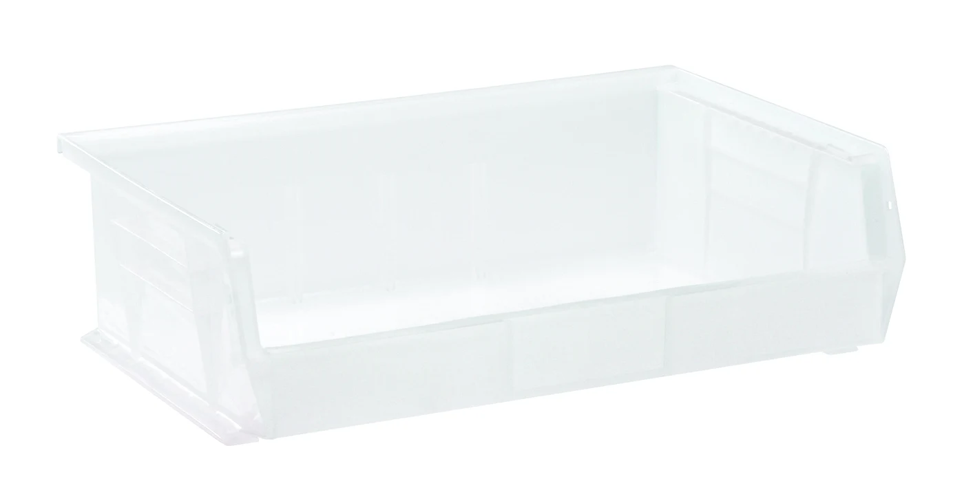 Quantum QUS245CLCS Stack & Hang Bin, 16-1/2"W x 10-7/8"D x 5"H, 65 lb capacity, Clear, Case of 6