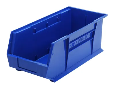 Quantum QUS248BLCS Stack & Hang Bin, 8-1/4"W x 18"D x 7"H, 80 lb capacity, Blue, Case of 6
