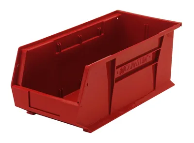Quantum QUS248RDCS Stack & Hang Bin, 8-1/4"W x 18"D x 7"H, 80 lb capacity, Red, Case of 6