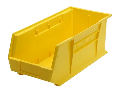 Quantum QUS248YLCS Stack & Hang Bin, 8-1/4"W x 18"D x 7"H, 80 lb capacity, Yellow, Case of 6