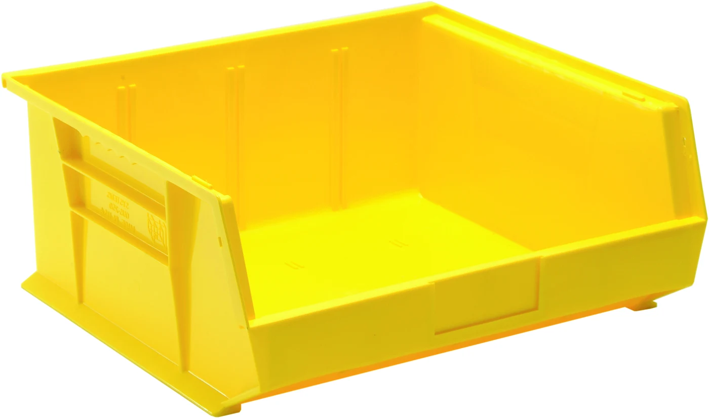Quantum QUS250YLCS Stack & Hang Bin, 16-1/2"W x 14-3/4"D x 7"H, 80 lb capacity, Yellow, Case of 6