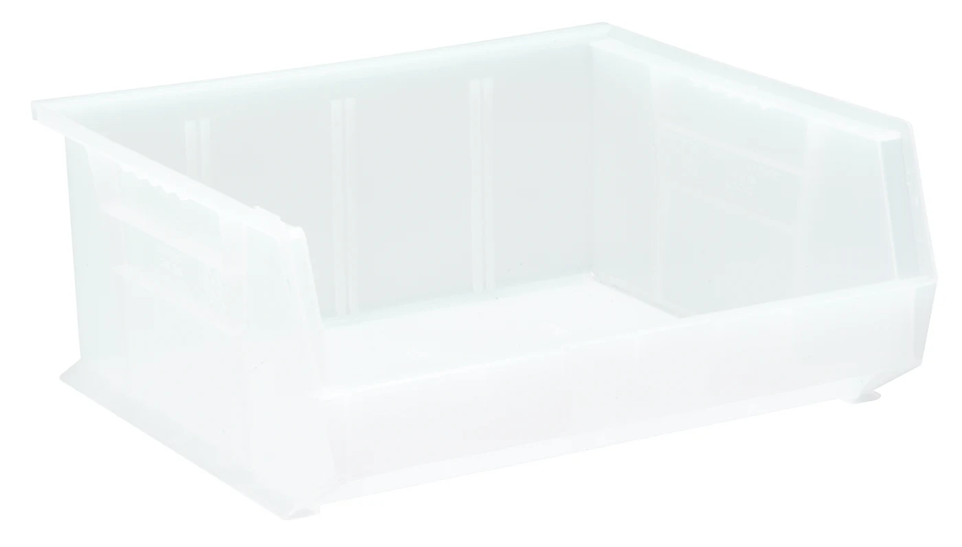 Quantum QUS250CLCS Stack & Hang Bin, 16-1/2"W x 14-3/4"D x 7"H, 80 lb capacity, Clear, Case of 6
