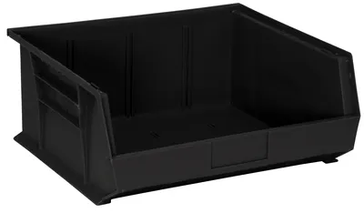 Quantum QUS250COCS Stack & Hang Bin, 16-1/2"W x 14-3/4"D x 7"H, 80 lb capacity, Black, Case of 6