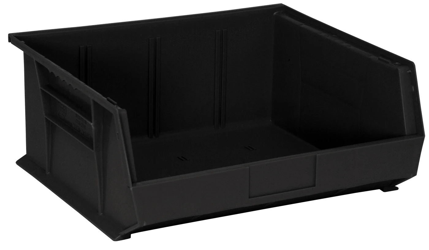 Quantum QUS250COCS Stack & Hang Bin, 16-1/2"W x 14-3/4"D x 7"H, 80 lb capacity, Black, Case of 6