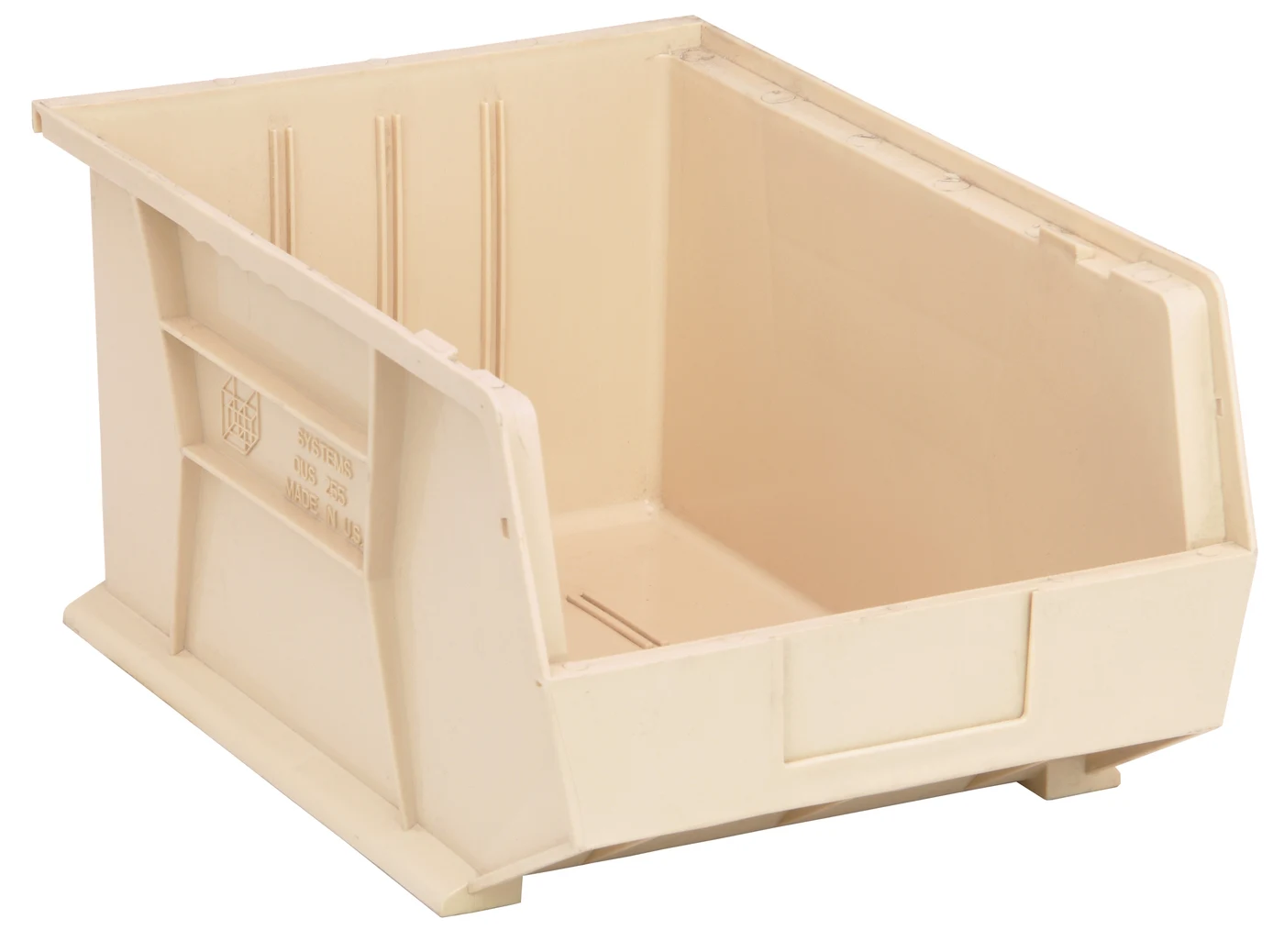 Quantum QUS255IVCS Stack & Hang Bin, 11"W x 16"D x 8"H, 80 lb capacity, Ivory, Case of 4
