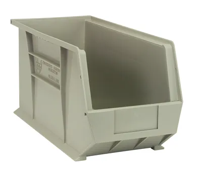 Quantum QUS265SNCS Stack & Hang Bin, 8-1/4"W x 18"D x 9"H, 65 lb capacity, Stone, Case of 6