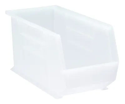 Quantum QUS265CLNB Stack & Hang Bin, 8-1/4"W x 18"D x 9"H, 65 lb capacity, Clear
