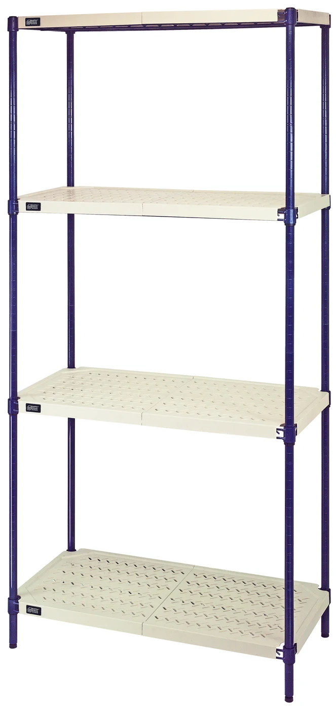 Quantum RPWR72-2430E Shelving Unit, 600 lb capacity, Blue/Tan