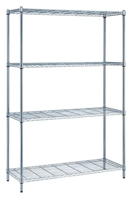 Quantum RWR72-1848LD Convenient Shelving Unit Pack, 18"W x 48"D x 72"H, 300 lb capacity, Chrome