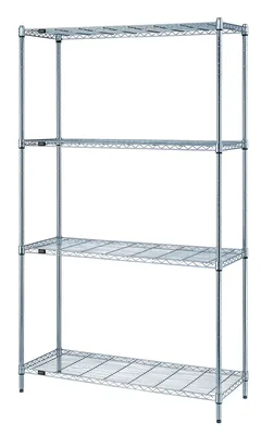 Quantum RWR72-2436LD Convenient Shelving Unit Pack, 24"W x 36"D x 72"H, 300 lb capacity, Chrome