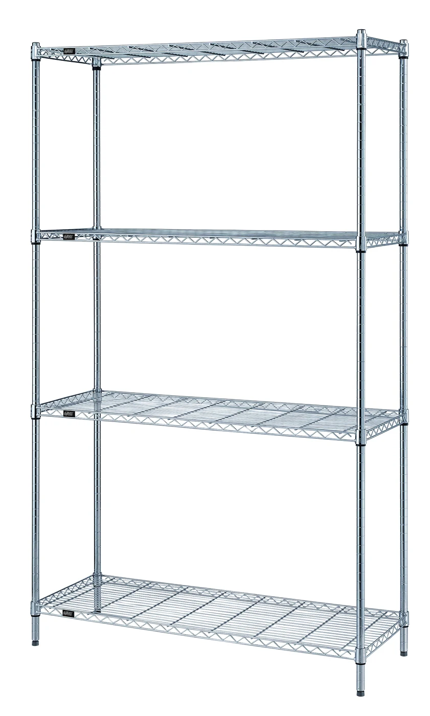 Quantum RWR72-2436LD Convenient Shelving Unit Pack, 24"W x 36"D x 72"H, 300 lb capacity, Chrome