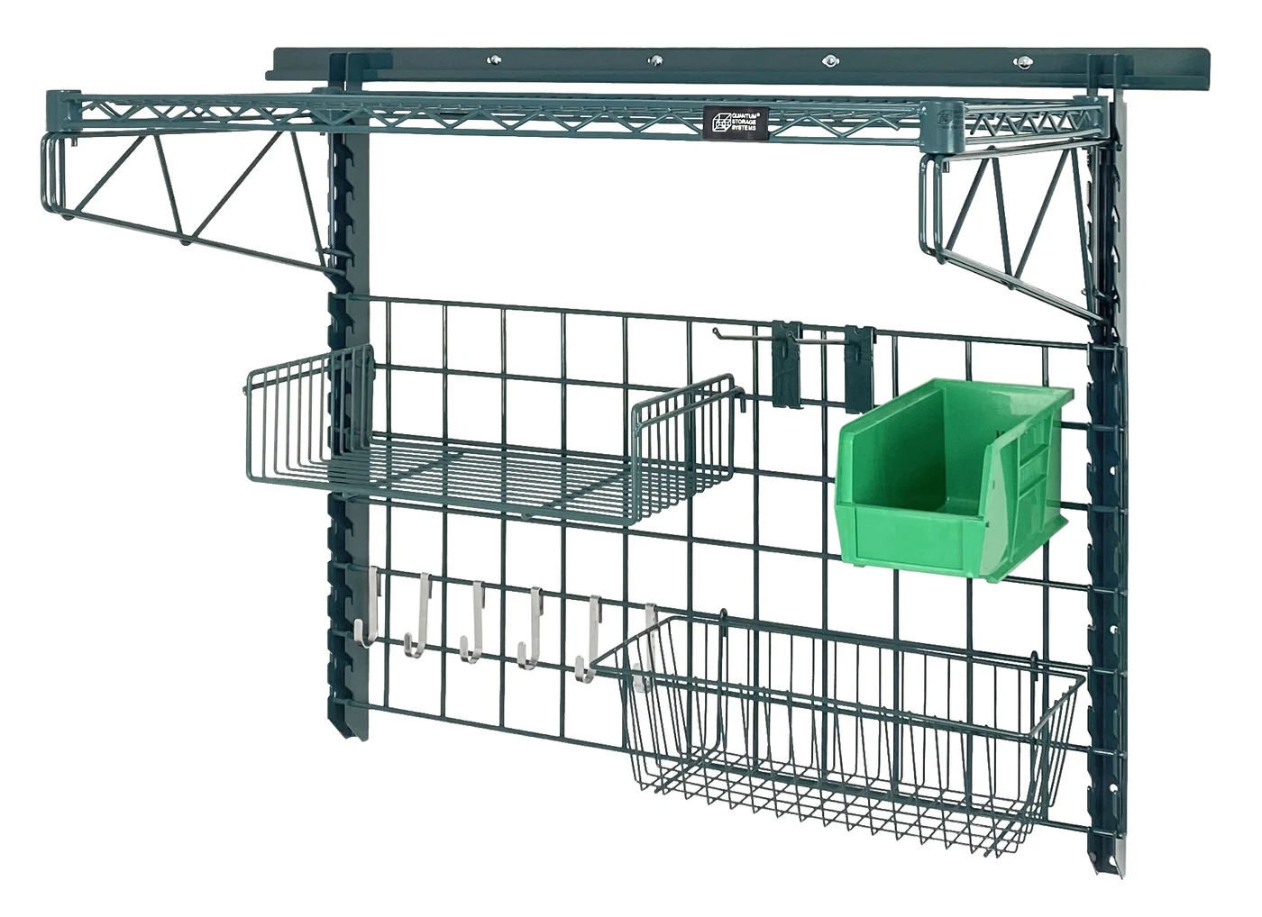 Quantum SGK-401836-4PGN Store Grid Medium-Duty Kit, 17-3/8"L x 7-1/2"W x 5"H, 400 lb capacity, Green