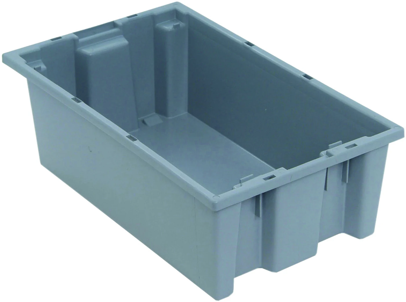 Quantum SNT180GYNB Stack and Nest Tote, 18"D x 11"W x 6"H, Gray