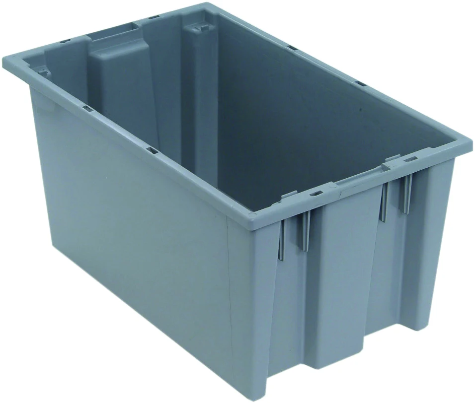 Quantum SNT185GY Stack and Nest Tote, 18"D x 11"W x 9"H, Gray