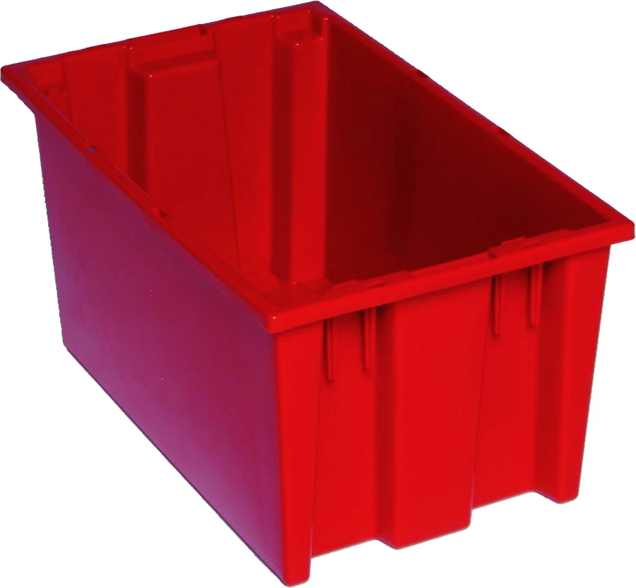 Quantum SNT185RD Stack and Nest Tote, 18"D x 11"W x 9"H, Red