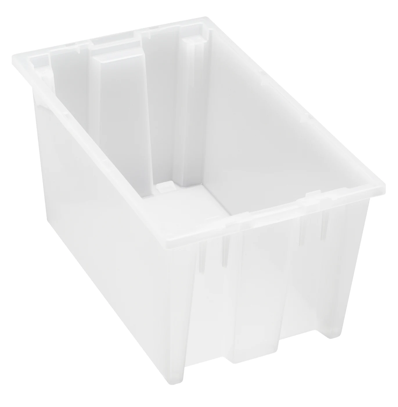 Quantum SNT185CLNB Stack and Nest Tote, 18"D x 11"W x 9"H, Clear