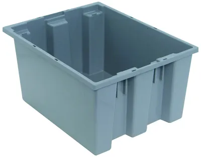 Quantum SNT190GYCS Stack and Nest Tote, 19-1/2"D x 15-1/2"W x 10"H, Gray, Case of 6