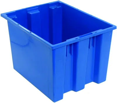 Quantum SNT195BLCS Stack and Nest Tote, 19-1/2"D x 15-1/2"W x 13"H, Blue, Case of 6