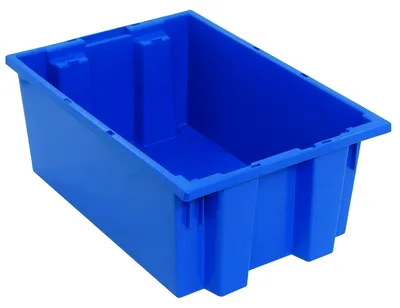 Quantum SNT200BLCS Stack and Nest Tote, 19-1/2"D x 13-1/2"W x 8"H, Blue, Case of 6