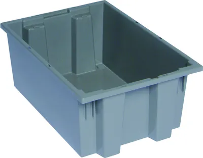 Quantum SNT200GYNB Stack and Nest Tote, 19-1/2"D x 13-1/2"W x 8"H, Gray