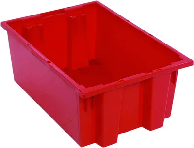 Quantum SNT200RDNB Stack and Nest Tote, 19-1/2"D x 13-1/2"W x 8"H, Red