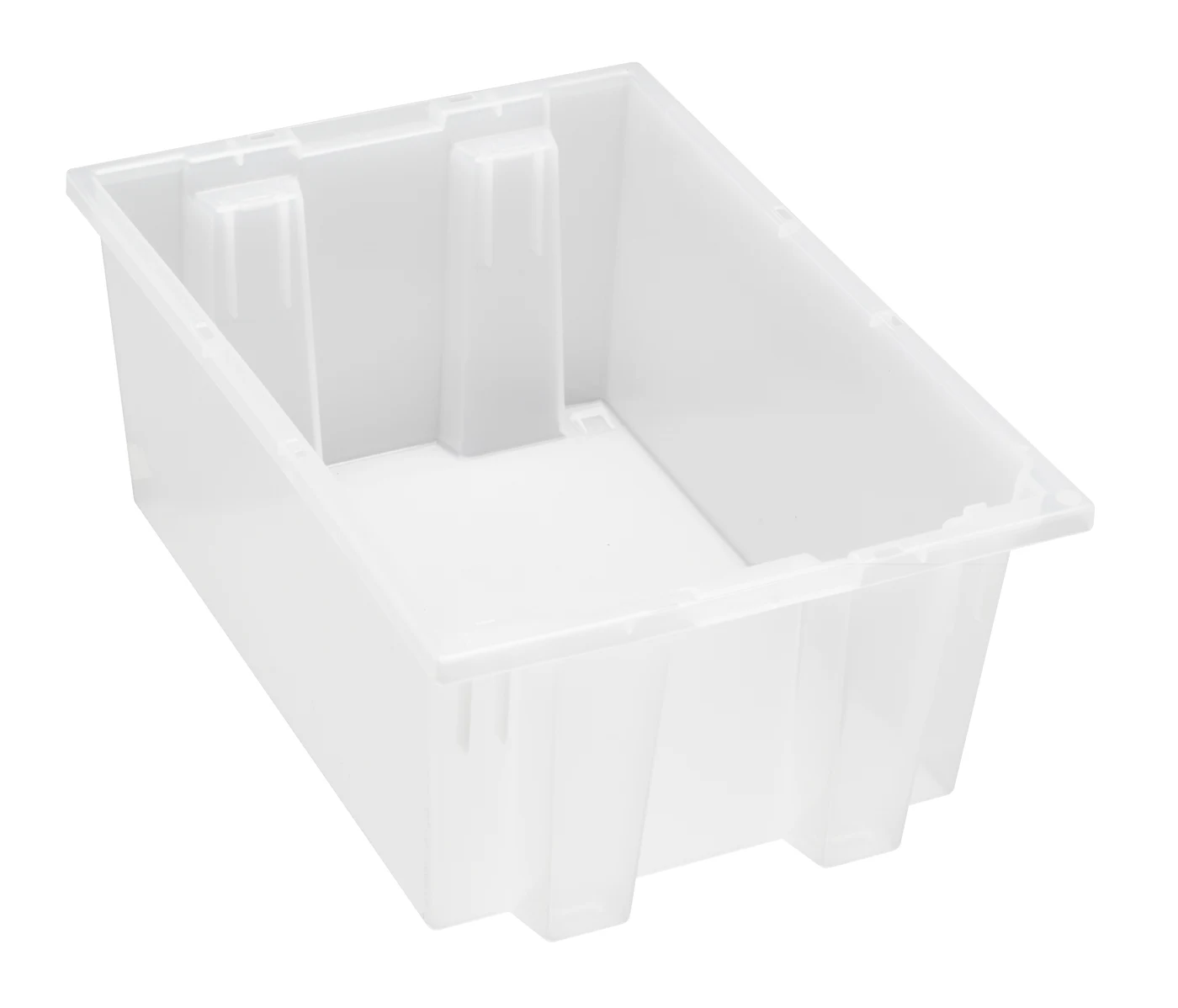 Quantum SNT200CLNB Stack and Nest Tote, 19-1/2"D x 13-1/2"W x 8"H, Clear