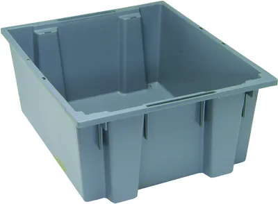 Quantum SNT225GY Stack and Nest Tote, 23-1/2"D x 19-1/2"W x 10"H, Gray