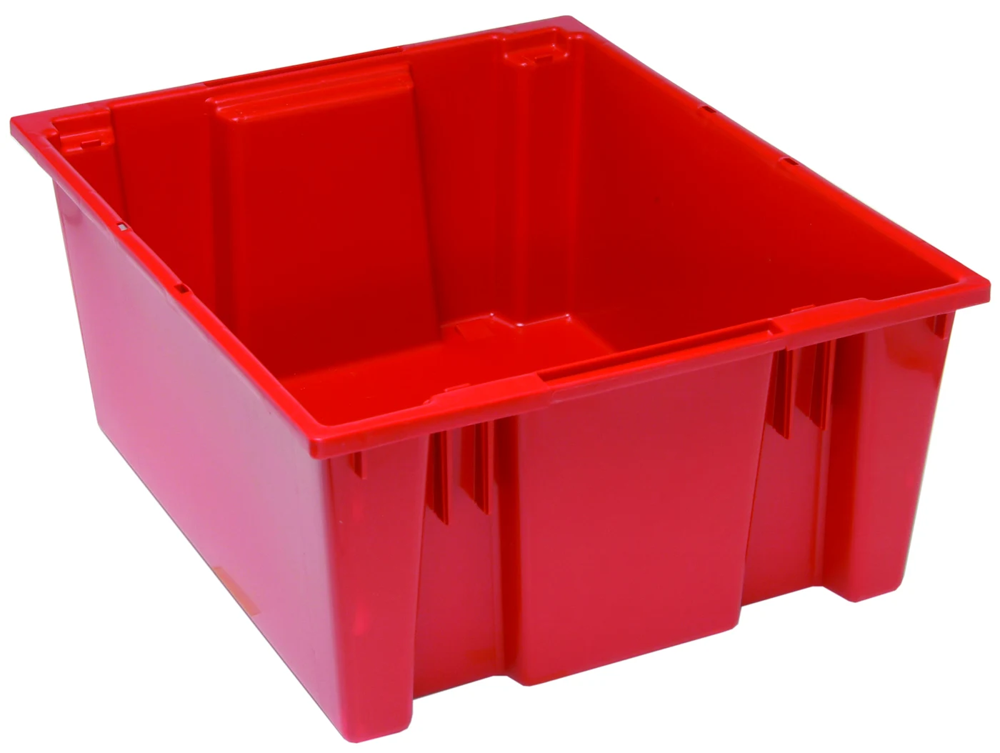 Quantum SNT225RDCS Stack and Nest Tote, 23-1/2"D x 19-1/2"W x 10"H, Red, Case of 3