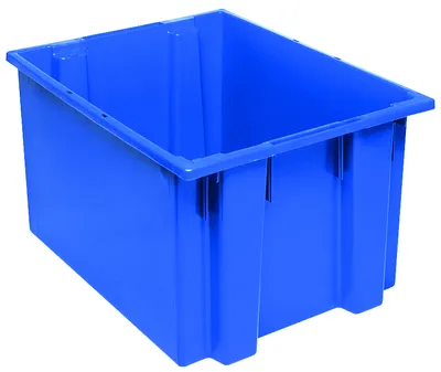 Quantum SNT230BLNB Stack and Nest Tote, 23-1/2"D x 19-1/2"W x 13"H, Blue