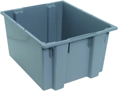 Quantum SNT230GYNB Stack and Nest Tote, 23-1/2"D x 19-1/2"W x 13"H, Gray
