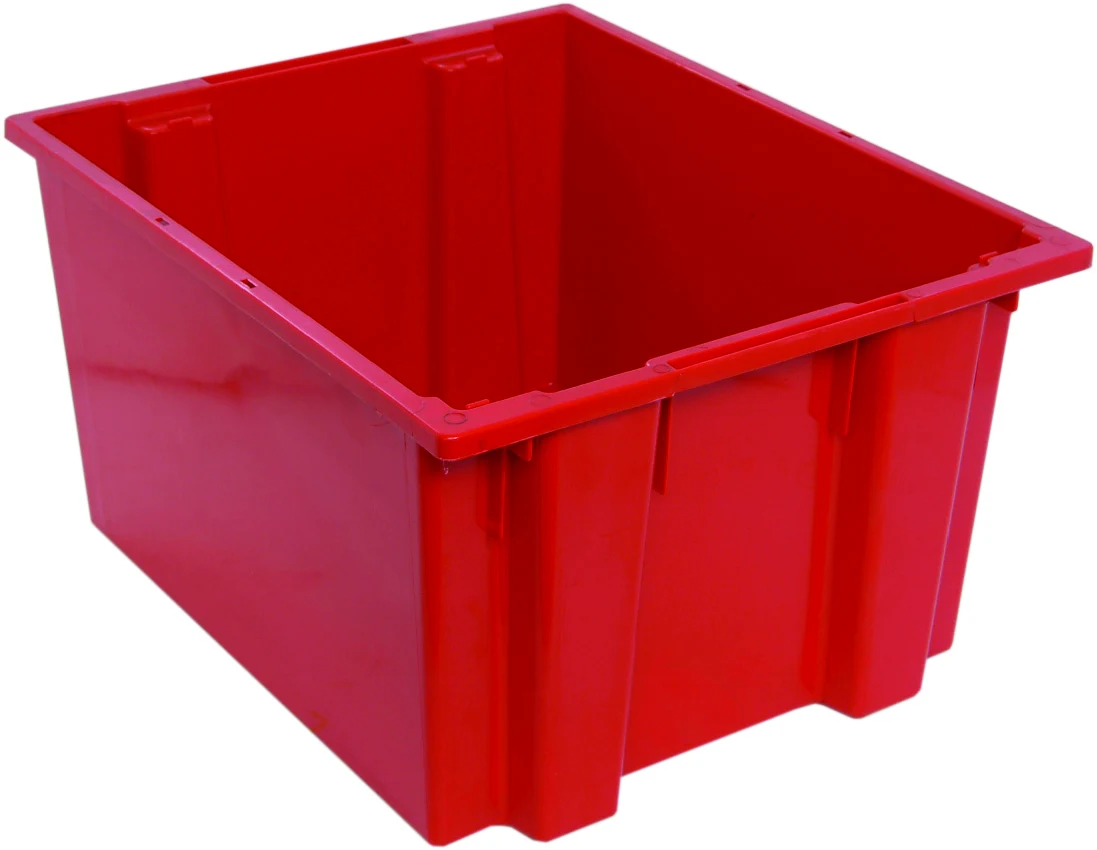 Quantum SNT230RD Stack and Nest Tote, 23-1/2"D x 19-1/2"W x 13"H, Red