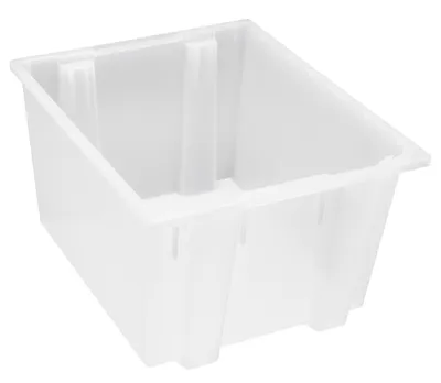 Quantum SNT230CLNB Stack and Nest Tote, 23-1/2"D x 19-1/2"W x 13"H, Clear