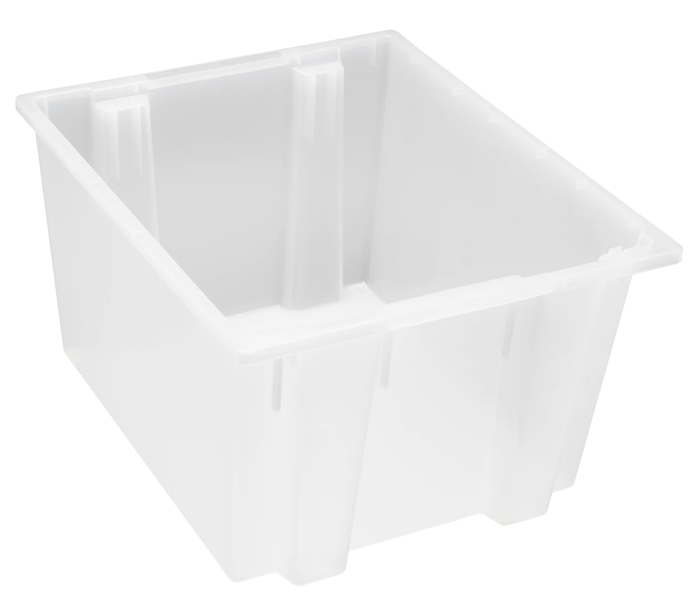 Quantum SNT230CLNB Stack and Nest Tote, 23-1/2"D x 19-1/2"W x 13"H, Clear
