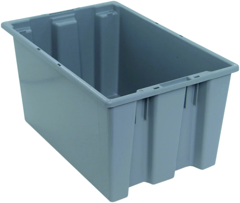 Quantum SNT240GYNB Stack and Nest Tote, 23-1/2"D x 15-1/2"W x 12"H, Gray