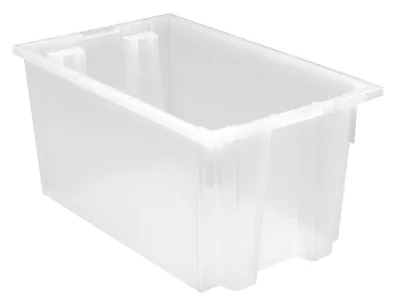 Quantum SNT240CL Stack and Nest Tote, 23-1/2"D x 15-1/2"W x 12"H, Clear