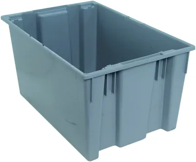 Quantum SNT300GYNB Stack and Nest Tote, 29-1/2"D x 19-1/2"W x 15"H, Gray